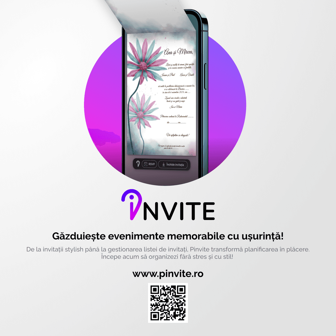 Invitatie digitala/online nunta Pinvite